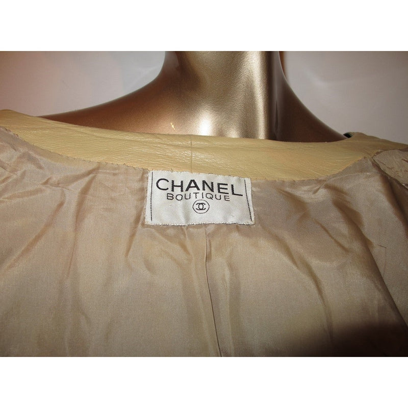 Chanel 1980s Beige/Black Interlocking Chain Loose Jacket SzM/L - poupishop