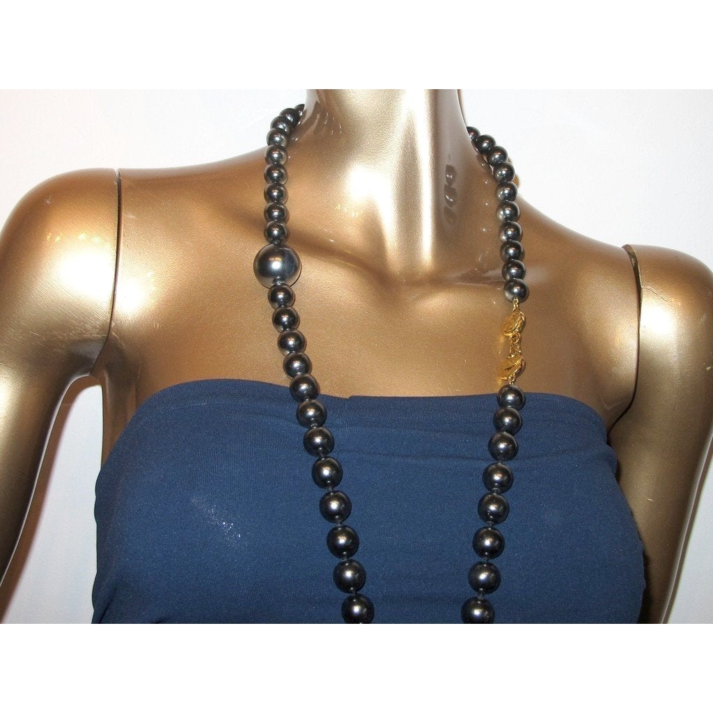 Chanel 1991/92 Victoire de Castellance Grey Pearls Long Sautoir Gripoix, Box! - poupishop