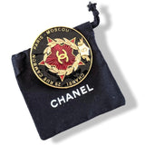 Chanel 2009 Black/Red PARIS - MOSCOU Enamelled Brooch, Rare in Pochette! - poupishop