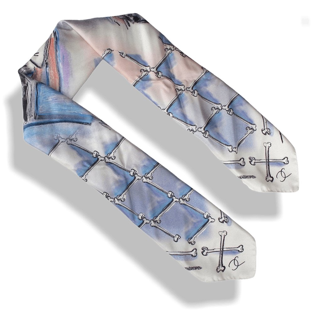 Chanel 2009 Limited Edt 1000 Ex. Musee Maillol Vanities Skull by Karl Lagerfeld Silk Scarf 90cmcm, NIB! - poupishop