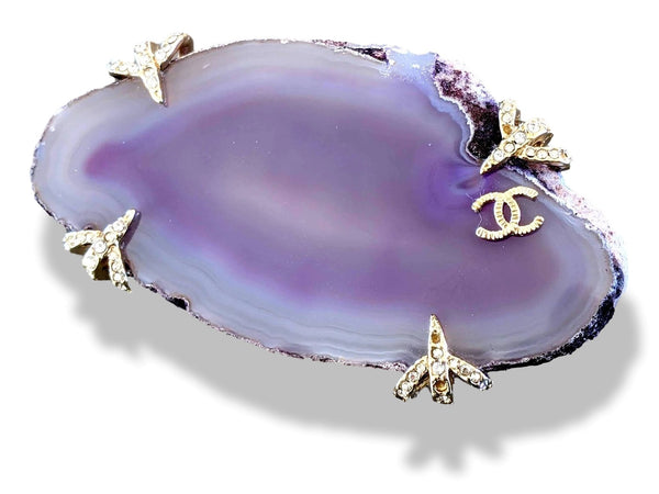 Chanel 2012 Incredible Large Mineral Purple AGATE Stone Brooch - poupishop