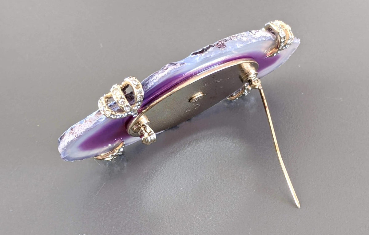 Chanel 2012 Incredible Large Mineral Purple AGATE Stone Brooch - poupishop