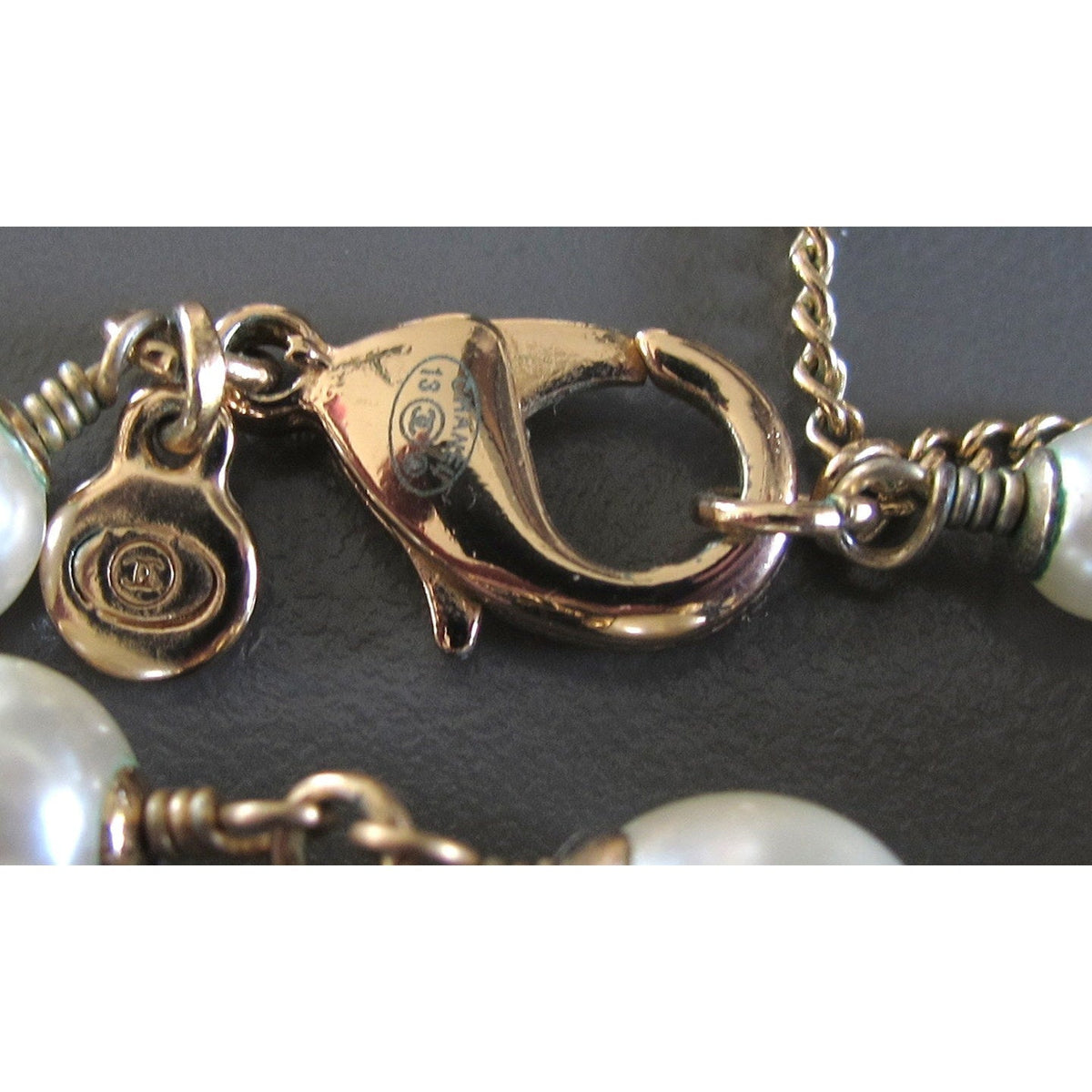 Chanel 2013 Aged Gold Long Sautoir Poured Glass Pearls Gripoix Enamel CC, Box! - poupishop