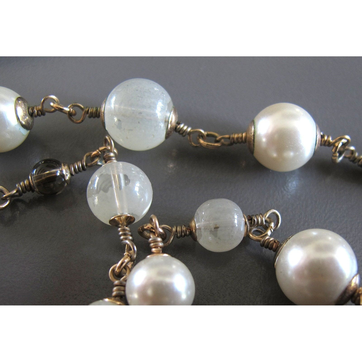 Chanel 2013 Aged Gold Long Sautoir Poured Glass Pearls Gripoix Enamel CC, Box! - poupishop