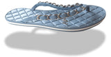 Chanel 2015 Blue Leather Tongs Intertwined Chains Flat Women Shoes, Sz37, NIB! - poupishop