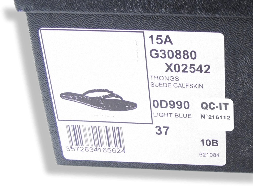 Chanel 2015 Blue Leather Tongs Intertwined Chains Flat Women Shoes, Sz37, NIB! - poupishop