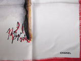 Chanel 2016 White Red FRONT ROW ONLY designed by Karl Lagerfeld Silk Scarf 90cmcm, New! - poupishop
