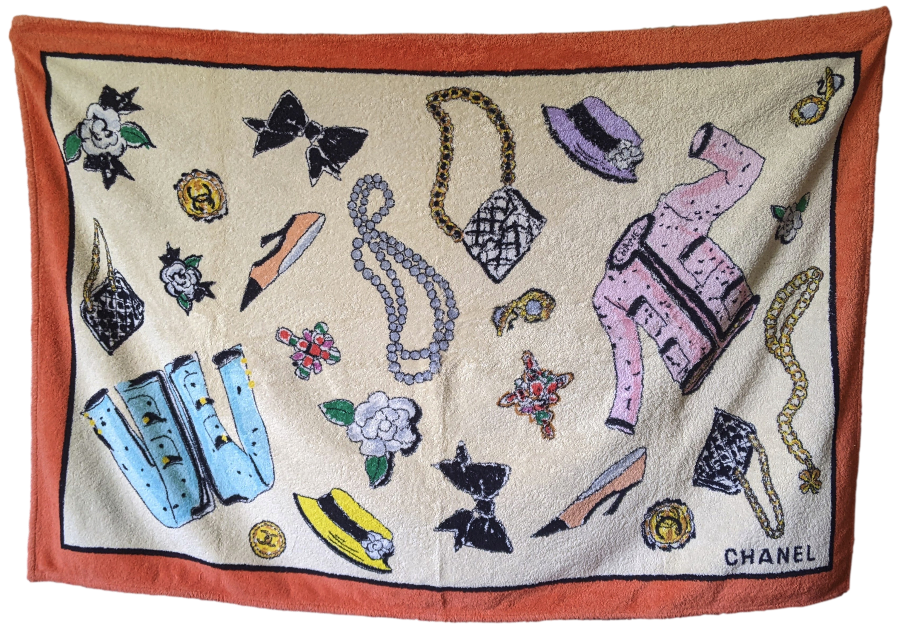 Chanel "Accessoiries" Terry Cotton Beach Towel 100 x 150 cm