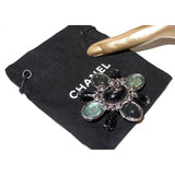 Chanel Black Green Poured Glass Gripoix Pendant Brooch, New! - poupishop