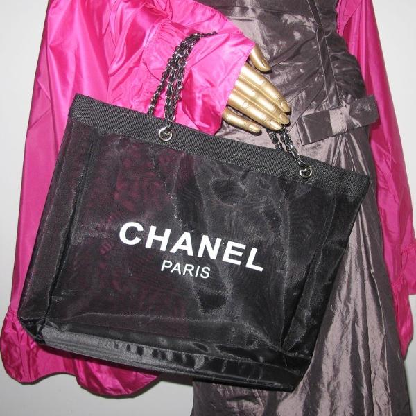 Chanel Black Logo Grand Shopping Bag Vip New!