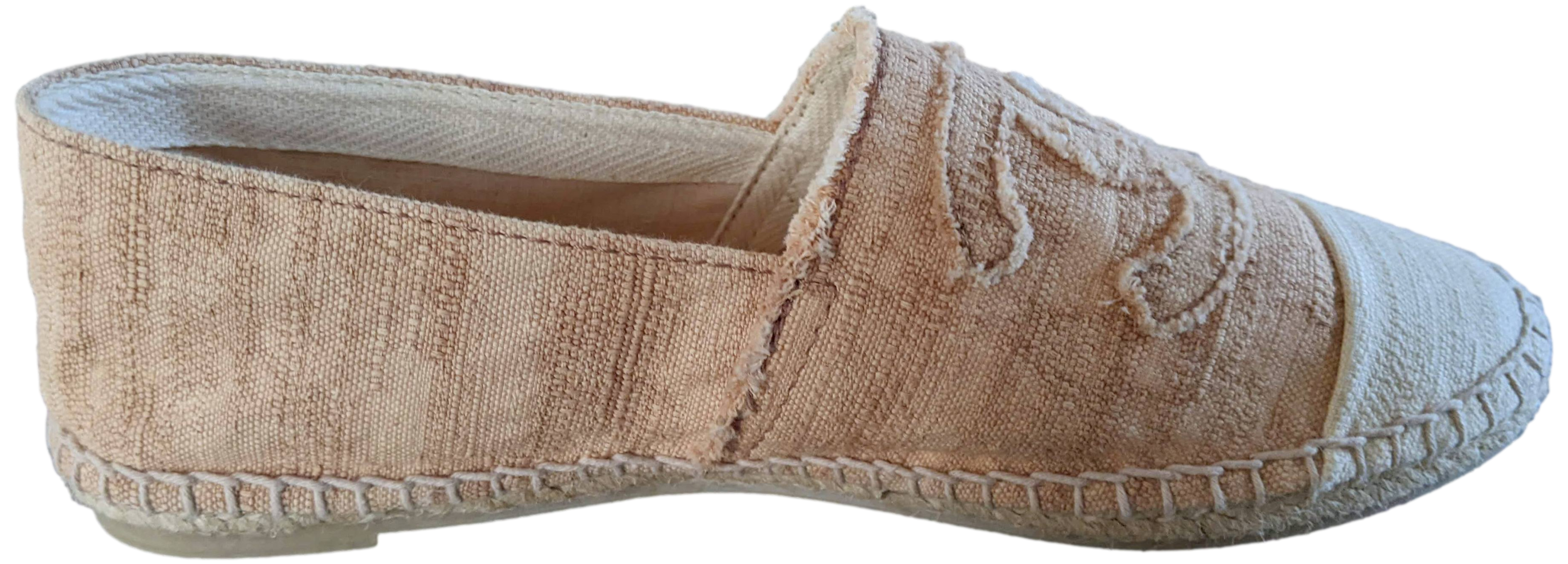 Chanel Natural Jute Canvas CC Logo Espadrilles en Toile Sz38