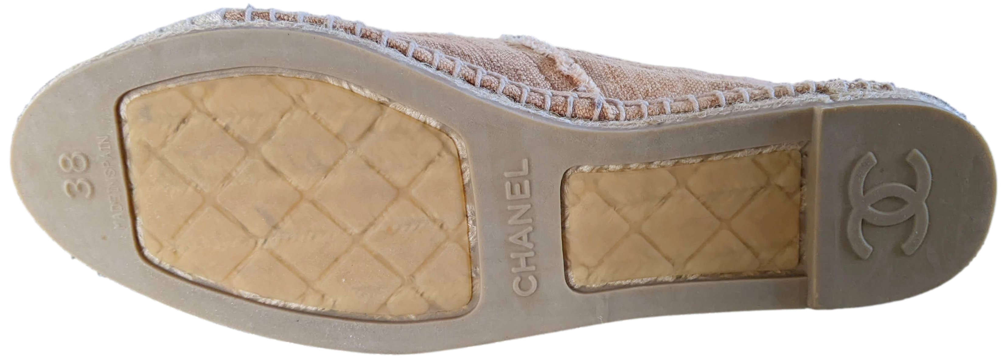 Chanel Natural Jute Canvas CC Logo Espadrilles en Toile Sz38