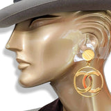 Chanel Circa 1983-1985 Gilt LOGO Dangle Ear clips, Rare! - poupishop