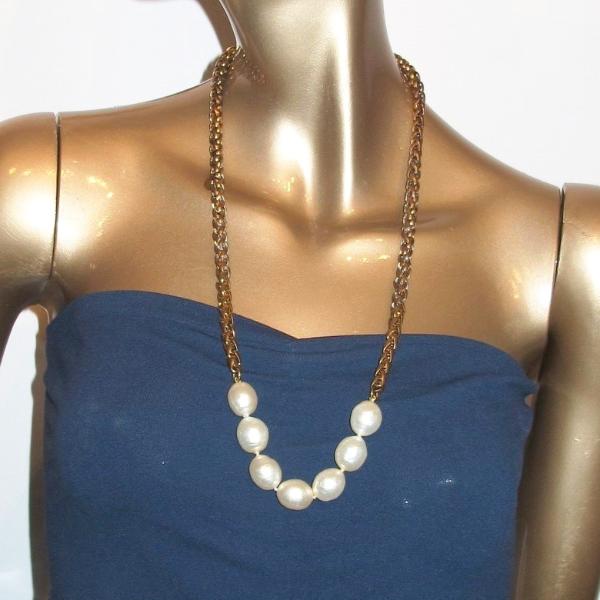 Chanel Dated 1984 Kings chain Baroque Pearls Gripoix Sautoir, Box! - poupishop