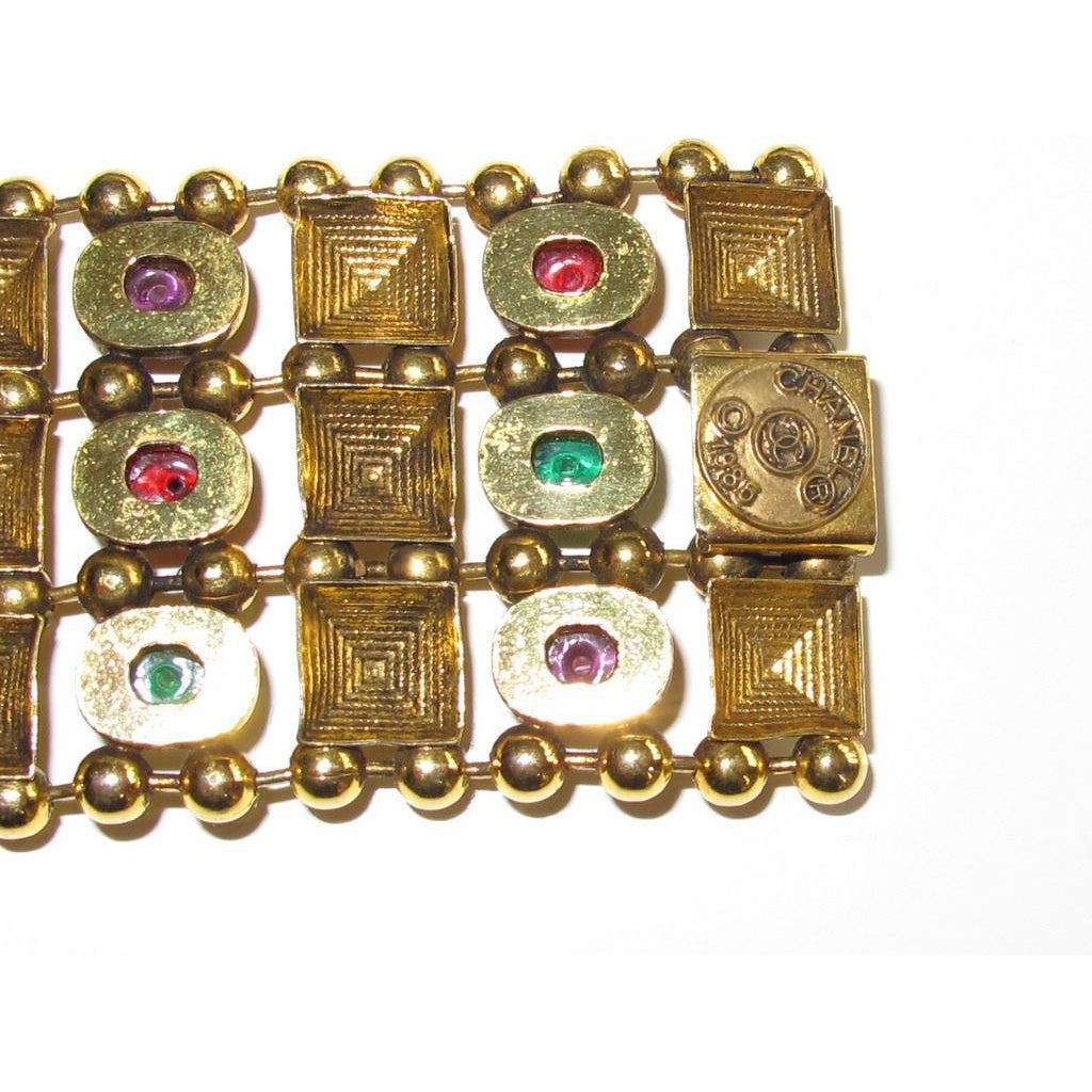 Chanel Dated 1985 Ancient Poured Glass Gripoix Bracelet - poupishop