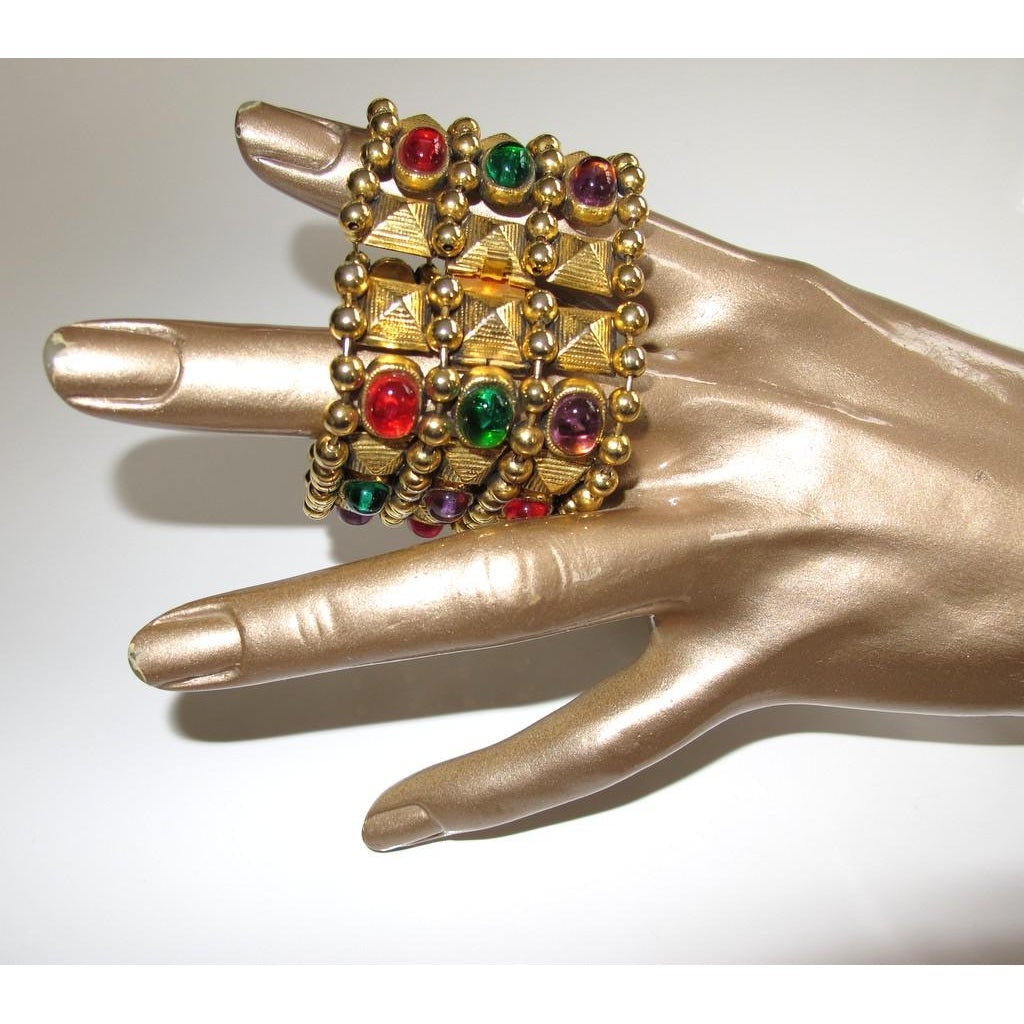 Chanel Dated 1985 Ancient Poured Glass Gripoix Bracelet - poupishop