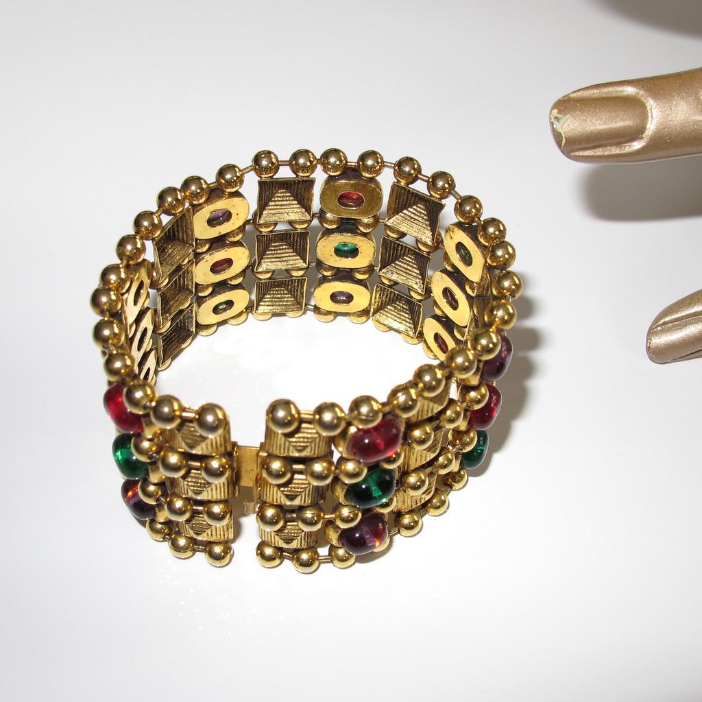 Chanel Dated 1985 Ancient Poured Glass Gripoix Bracelet - poupishop
