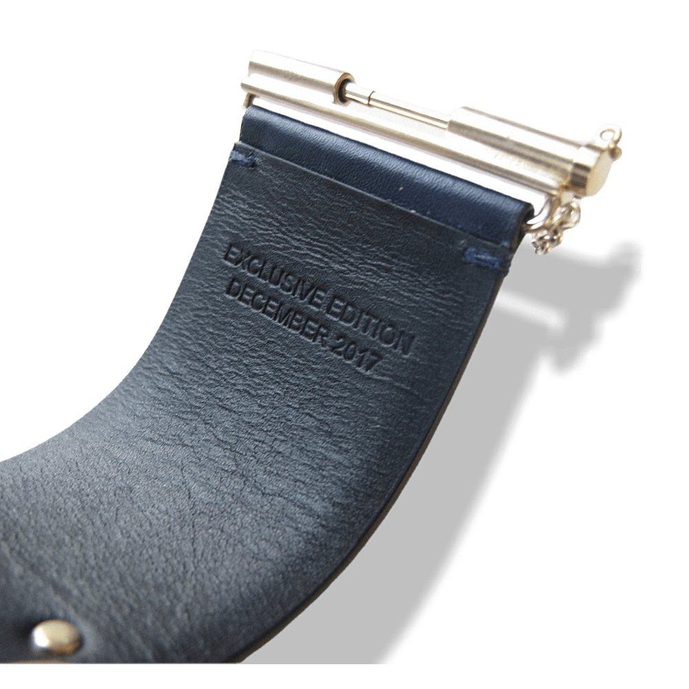 Chanel Exclusive Edition Decembre 2017 Aged Gold Logo Leather Manchette Bracelet, NIB! - poupishop