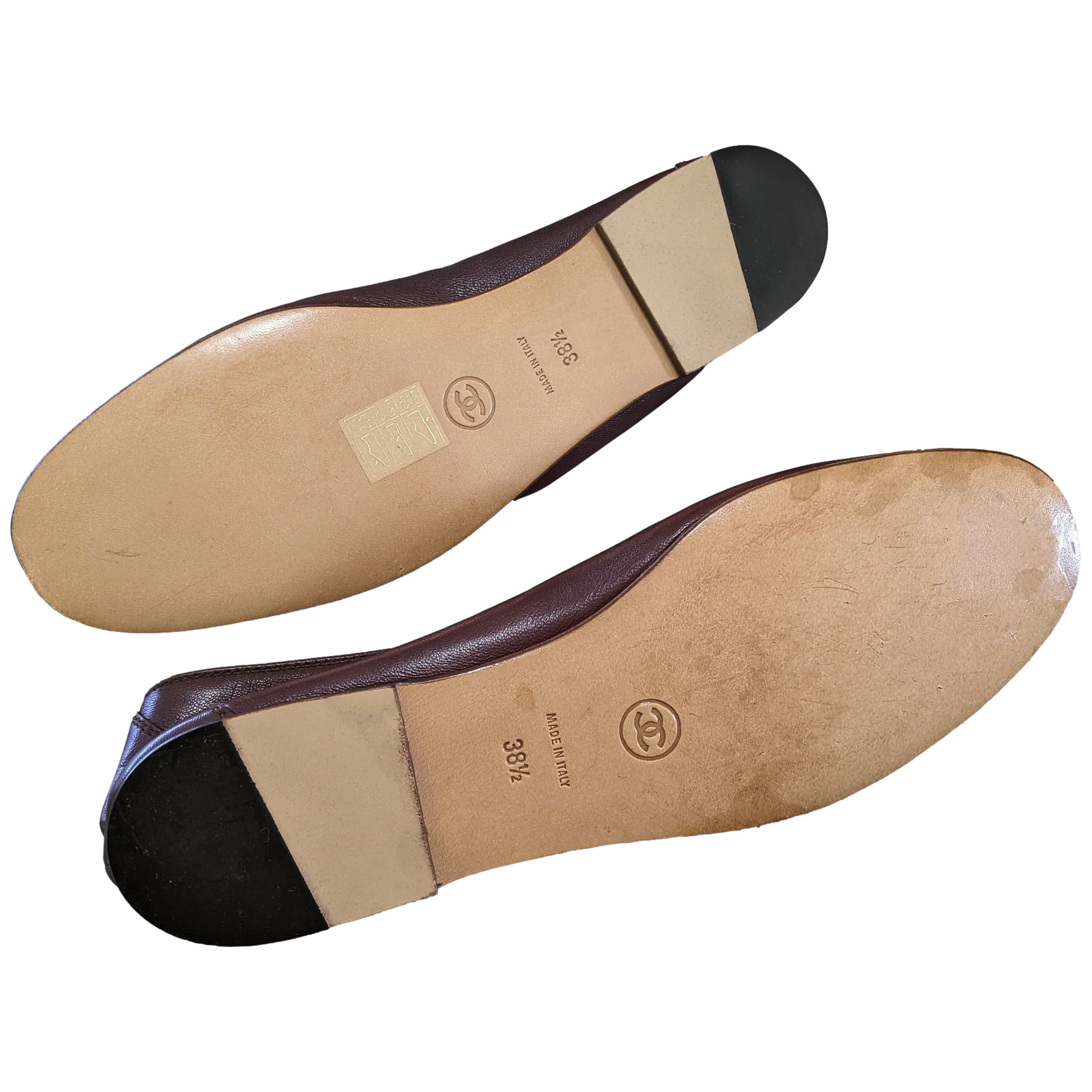 Chanel 1990s Chocolat Kid Ballet Flat Pumps Ballerines en Chevreaux Xtra Soft Sz 38.5