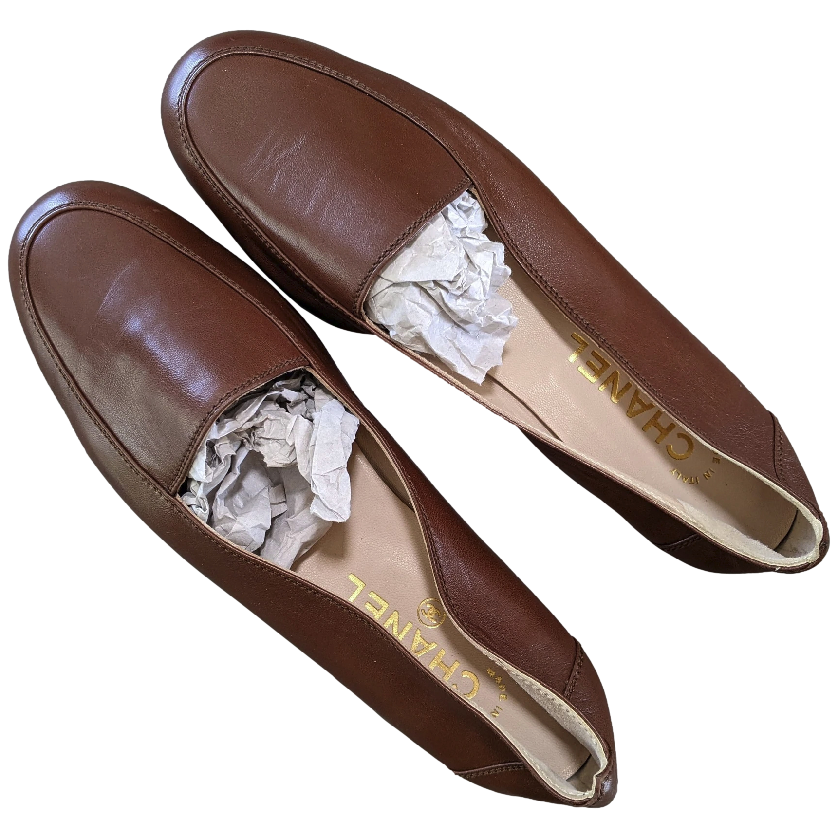 Chanel 1990s Marron Kid Ballet Flat Pumps Ballerines en Chevreaux Xtra Soft Sz 38.5