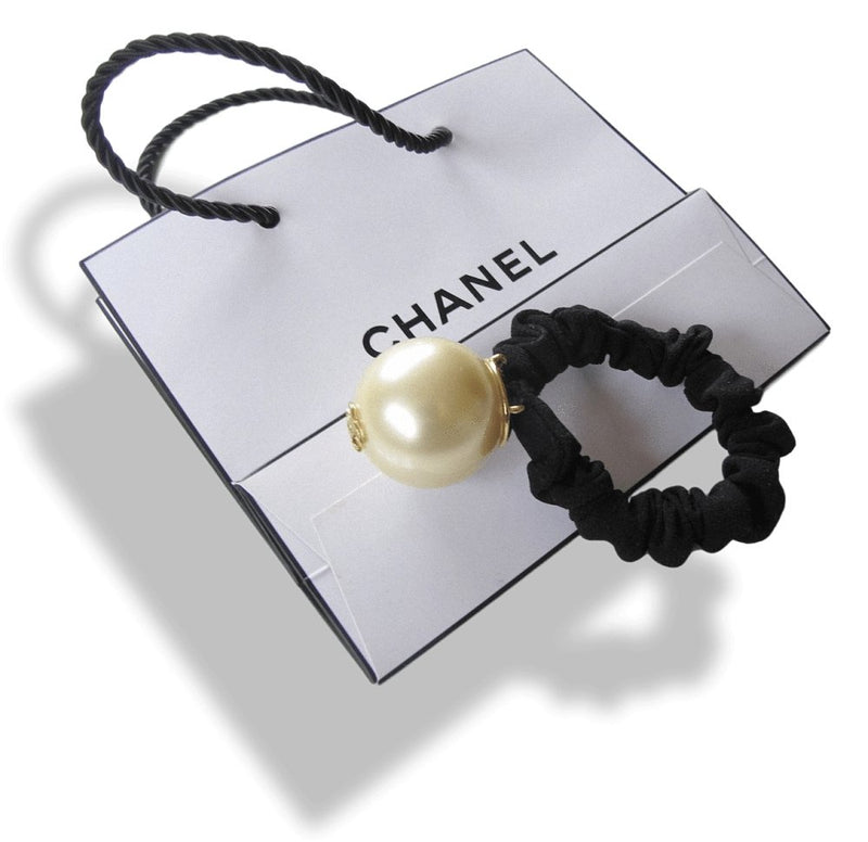 Chanel Huge Pearl ChouChou CC Logo Hair Tie, New in Pochette! - poupishop