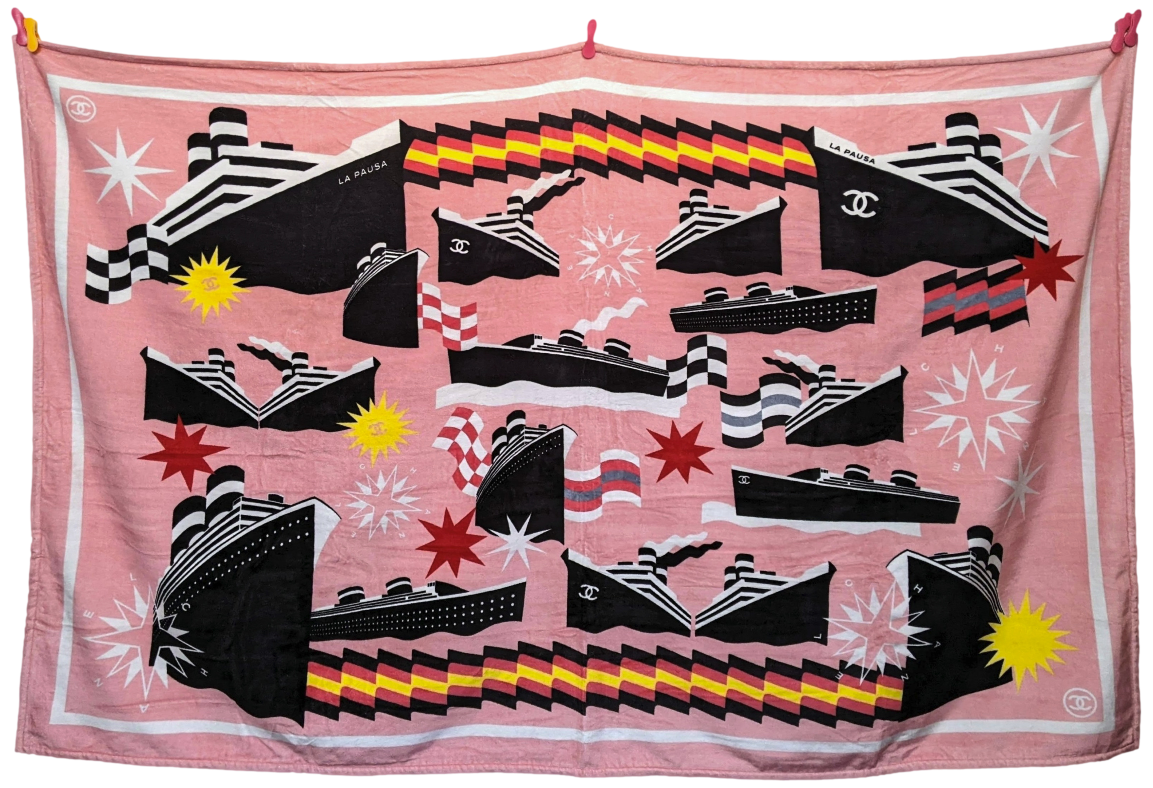 Chanel Pink "La Pause" Terry Cotton Beach Towel 125 x 180 cm