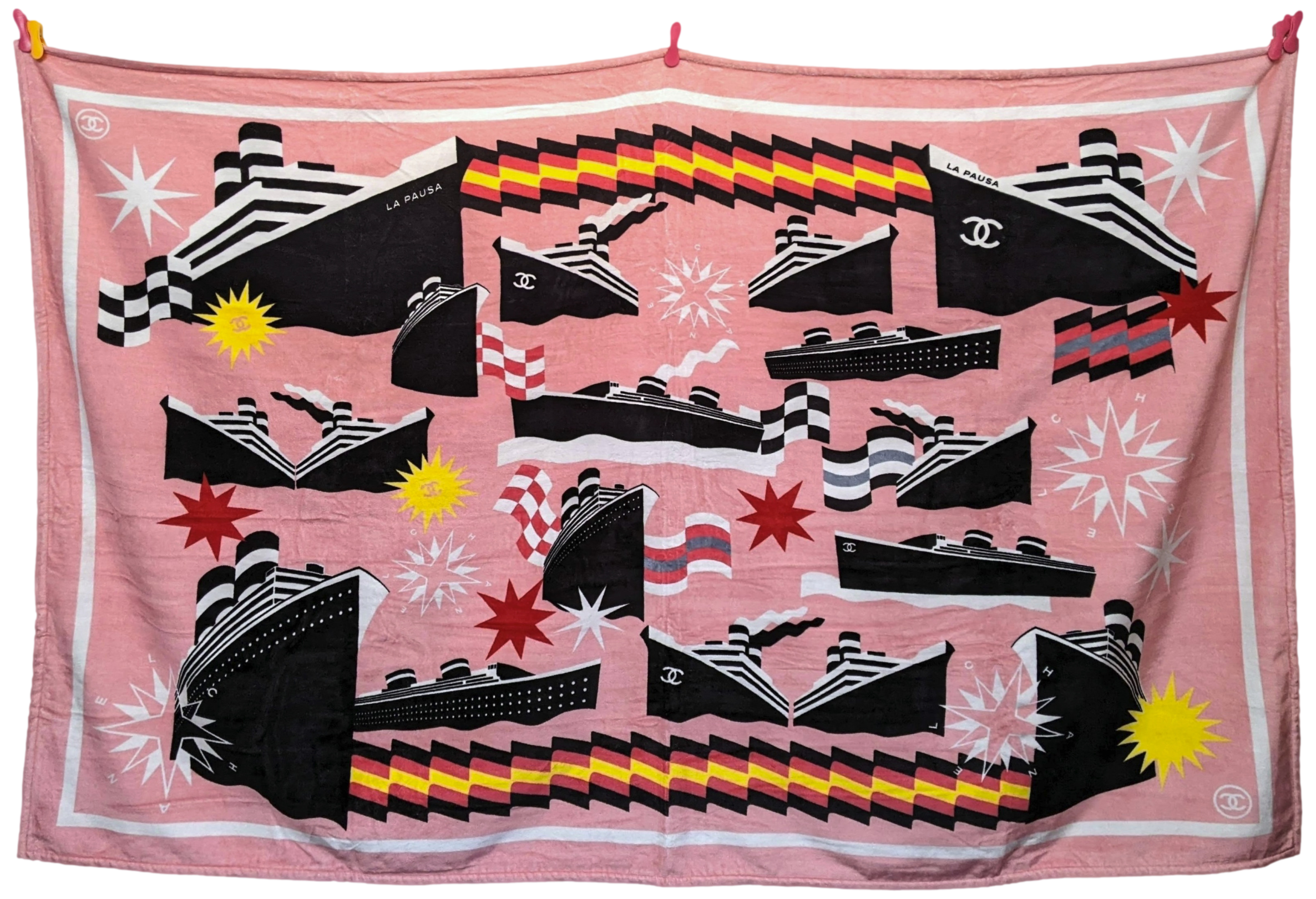 Chanel Pink La Pausa Terry Cotton Beach Towel XXL 125 x 180 cm, Rare!