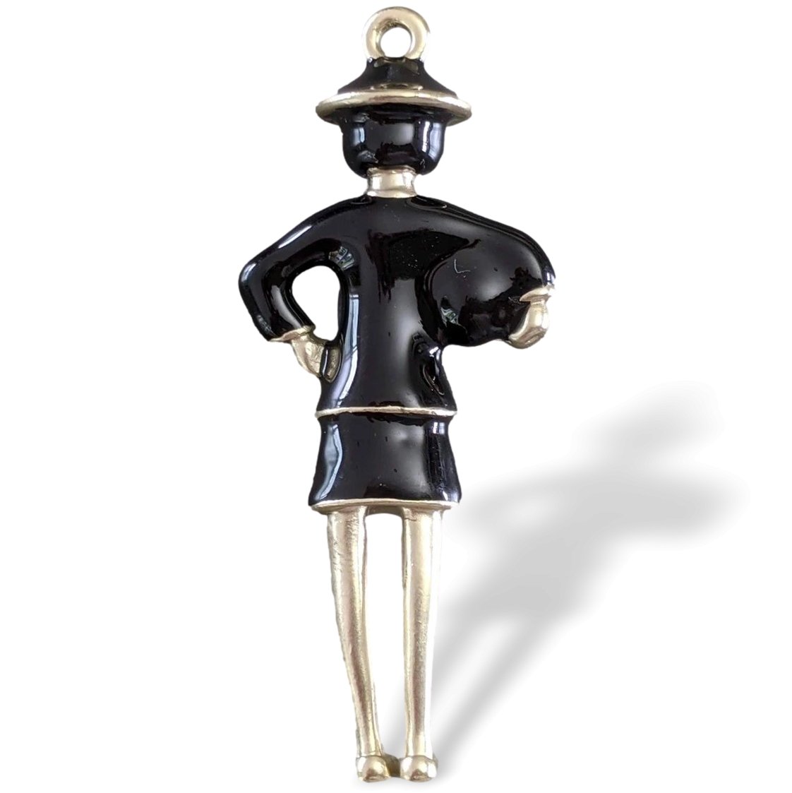Chanel Permabrass Black Enamelled & Pearl CoCo Gripoix Pendant, New! - poupishop