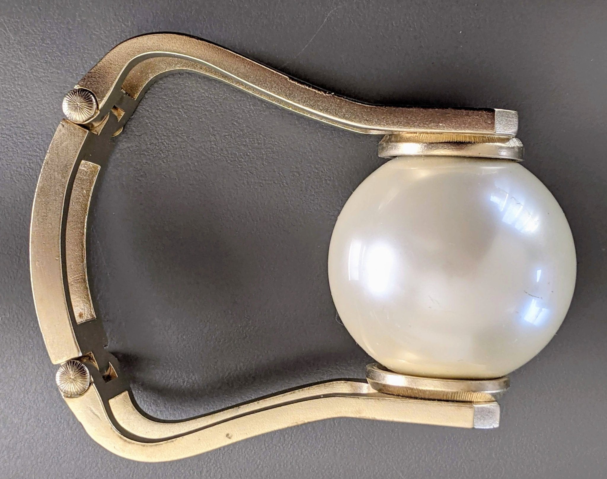 Chanel SS014 Enamel Metal Huge Pearl Manchette Bracelet, Very Impressive in Box! - poupishop