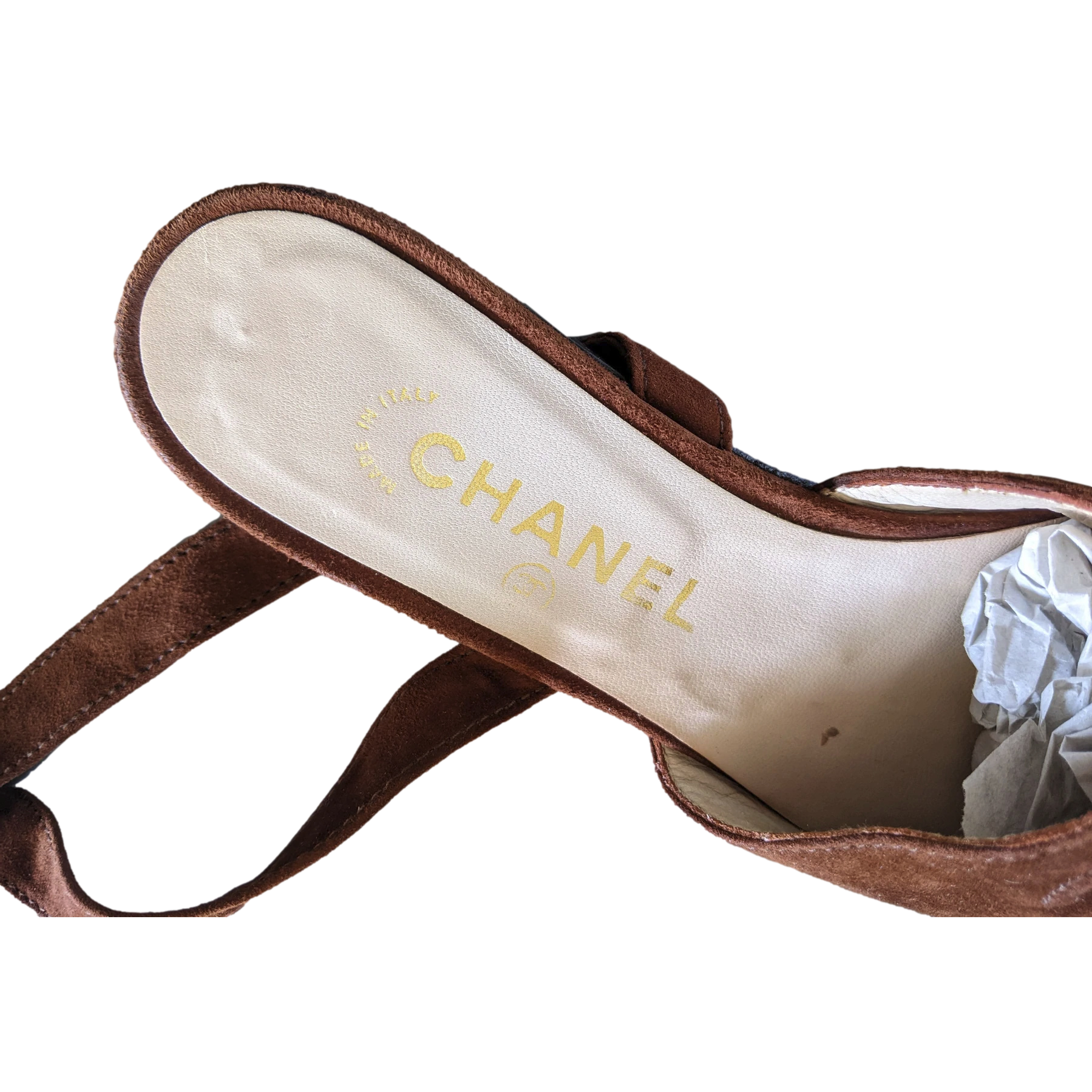 Chanel 1990s Noisette Suede Spartiates Flat Pumps en Daim Xtra Soft Sz 38