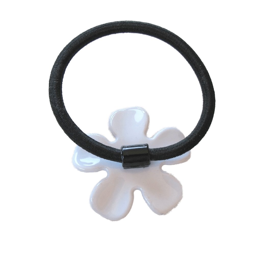 Chanel White Camelia & Black Logo Hair Tie VIP - poupishop