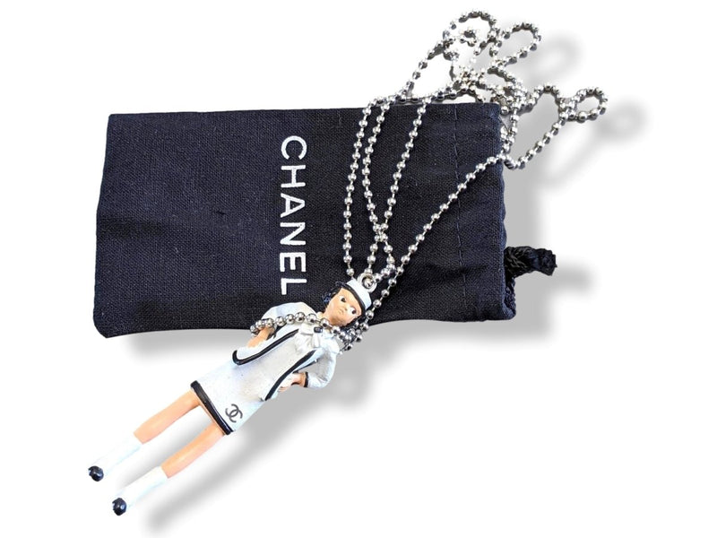 Chanel White Resine COCO Figurine Collector Bag Charm Pendant Sautoir New!