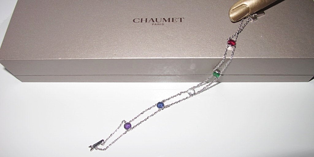 Chaumet 2004 White Gold Multigem ABC AIMER Love Acrostics Bracelet, Rare in Box! - poupishop
