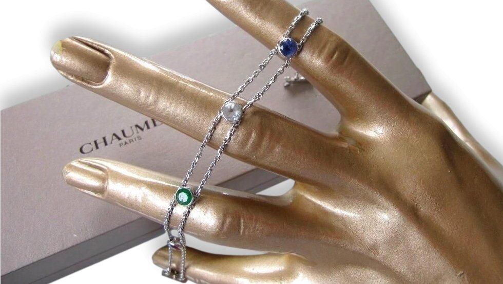 Chaumet 2004 White Gold Multigem ABC AIMER Love Acrostics Bracelet, Rare in Box! - poupishop