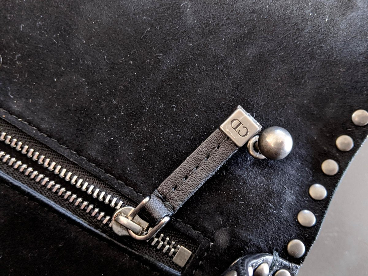 Christian Dior Black/Aged Metal Calfskin Studs DIORADDICT M 24 cm Flap Bag, New! - poupishop