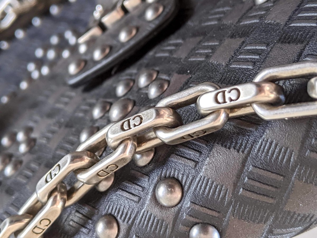 Christian Dior Black/Aged Metal Calfskin Studs DIORADDICT M 24 cm Flap Bag, New! - poupishop
