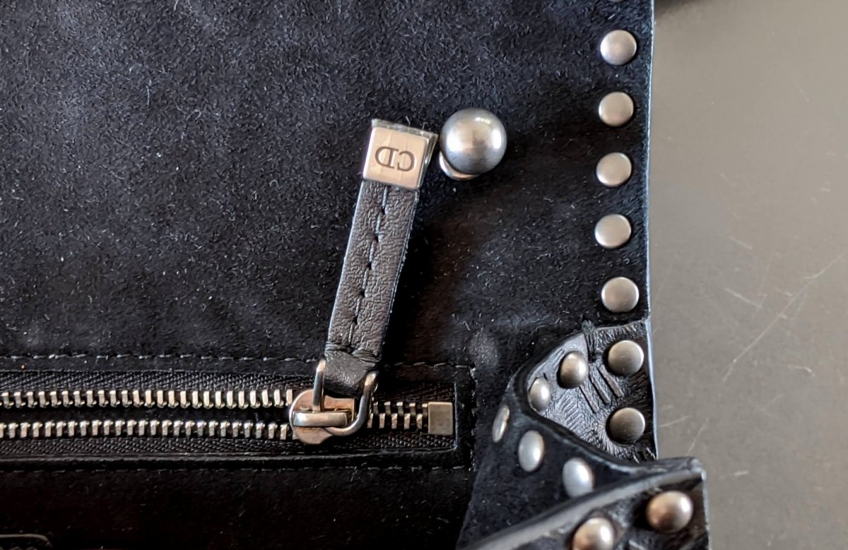 Christian Dior Black/Aged Metal Calfskin Studs DIORADDICT M 24 cm Flap Bag, New! - poupishop
