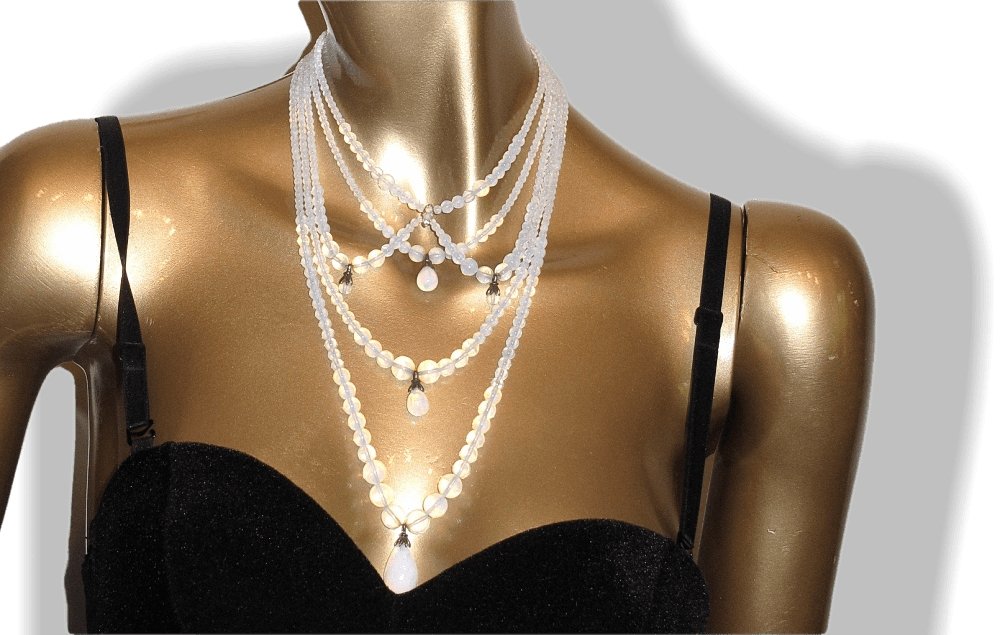 Christian Dior Boutique Opalescent Poured Glass Victorian Necklace - poupishop