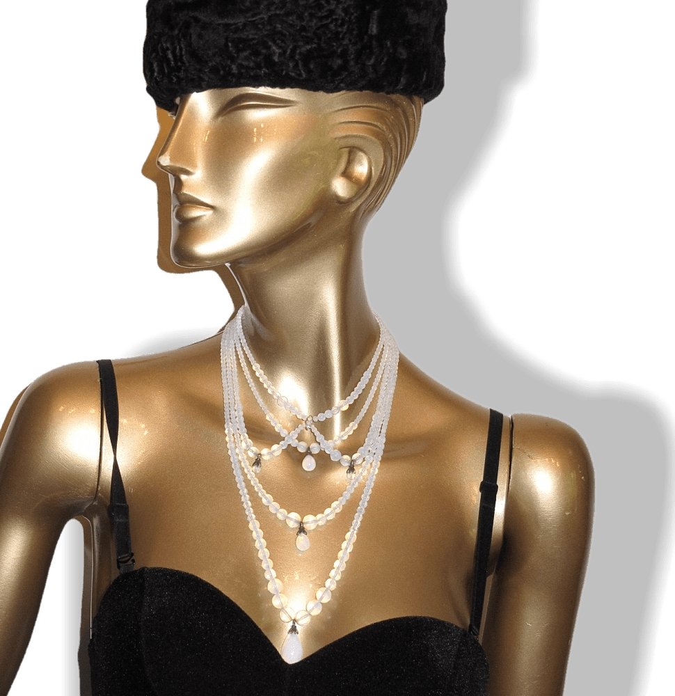 Christian Dior Boutique Opalescent Poured Glass Victorian Necklace - poupishop