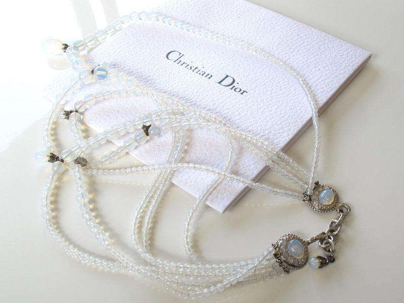 Christian Dior Boutique Opalescent Poured Glass Victorian Necklace - poupishop