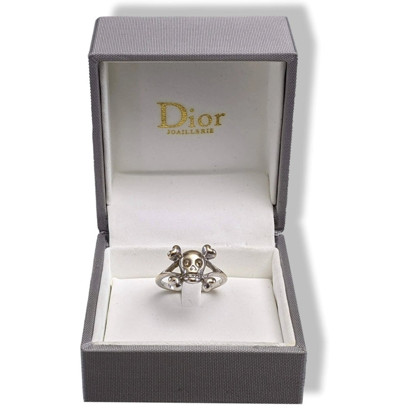 Christian Dior Joaillerie White Gold Bague La fiancee du Pirate Skull Rock Ring 52, Box! - poupishop