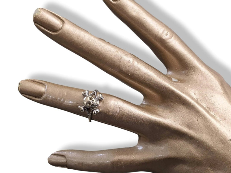 Christian Dior Joaillerie White Gold Bague La fiancee du Pirate Skull Rock Ring 52, Box! - poupishop