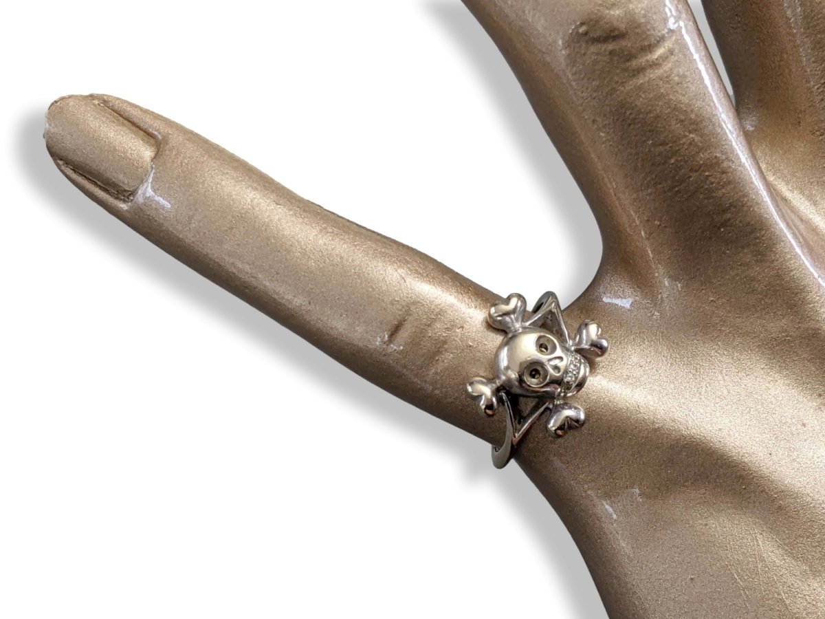 Christian Dior Joaillerie White Gold Bague La fiancee du Pirate Skull Rock Ring 52, Box! - poupishop