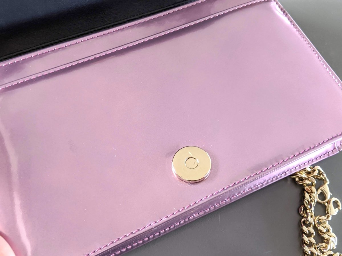 Christian Dior Pink Metallic Calfskin Micro-Cannage DIORAMA POUCH 19 cm Pochette Flap Bag WOC, New! - poupishop