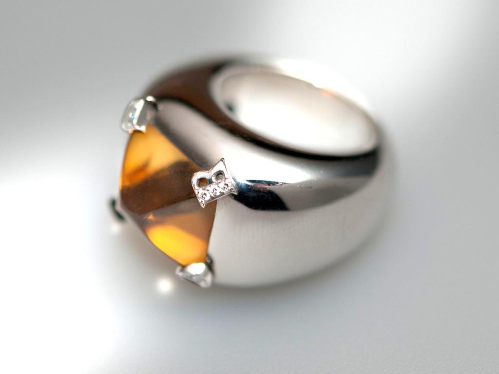 Christian Dior Unisex Diamonds Citrine Ring Dôme, Box! - poupishop