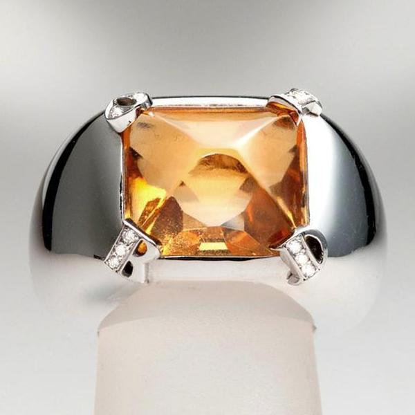 Christian Dior Unisex Diamonds Citrine Ring Dôme, Box! - poupishop