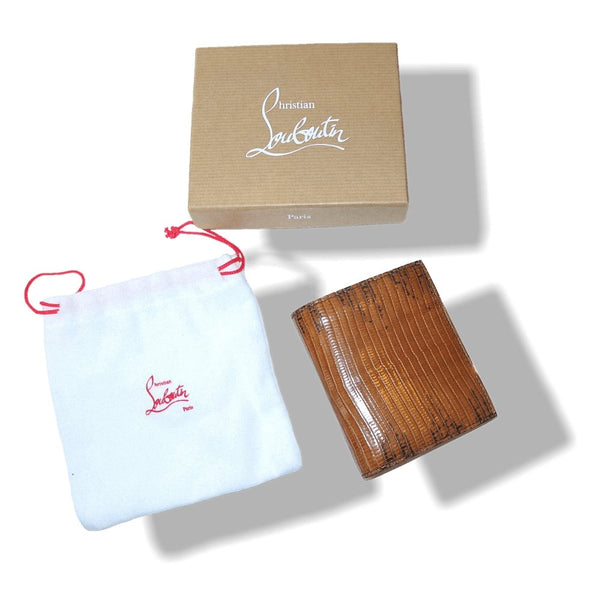 Christian Louboutin Honey Lizard Men's Paros Billfold Wallet With Coin Pocket, NIB! - poupishop