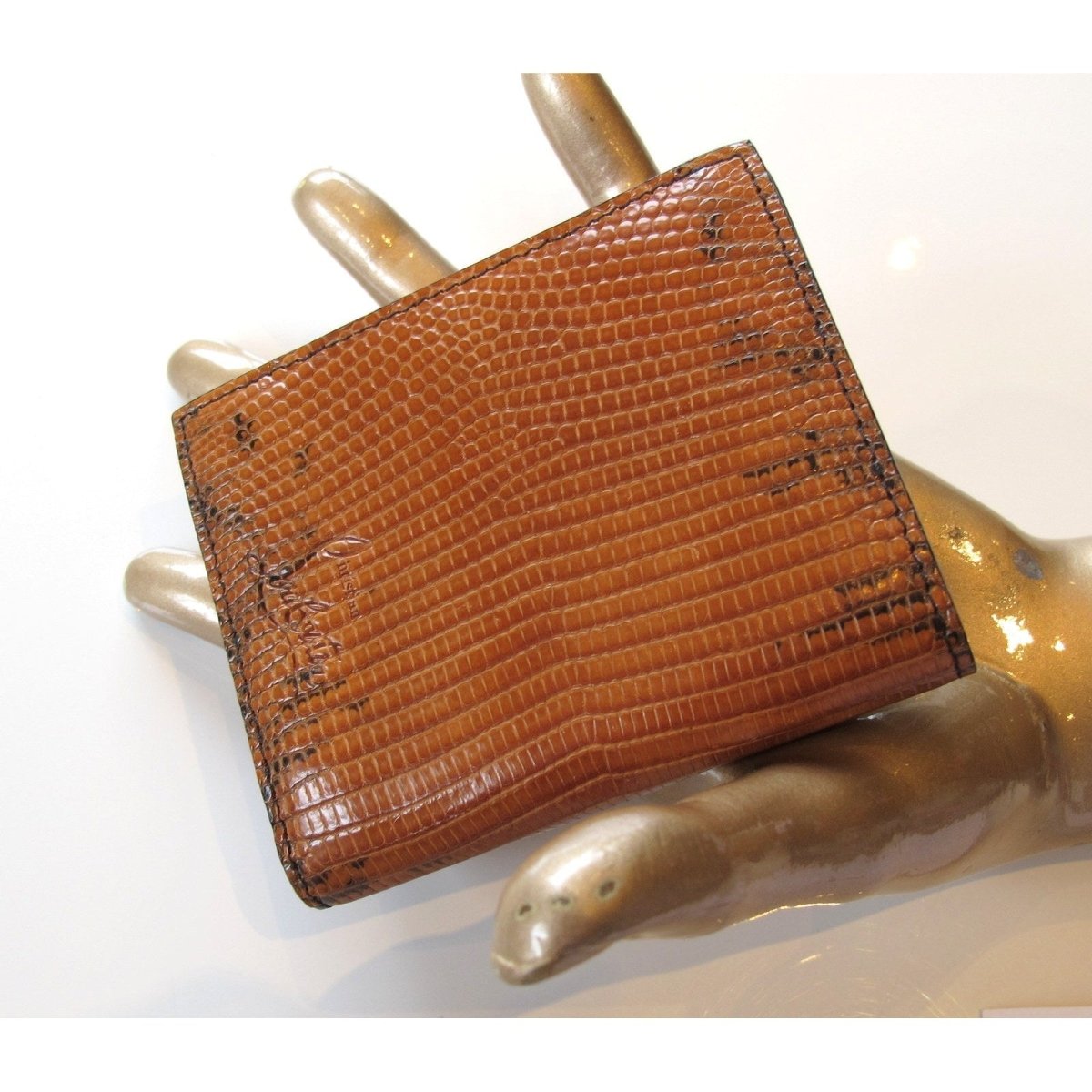 Christian Louboutin Honey Lizard Men's Paros Billfold Wallet With Coin Pocket, NIB! - poupishop