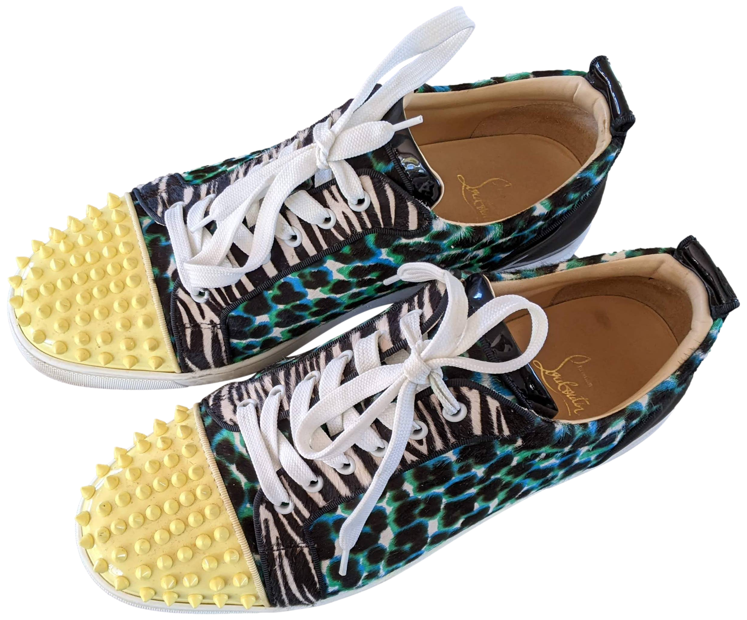 Christian Louboutin Foal-style Calf Leopard " Lou Spikes " Baskets Sz44