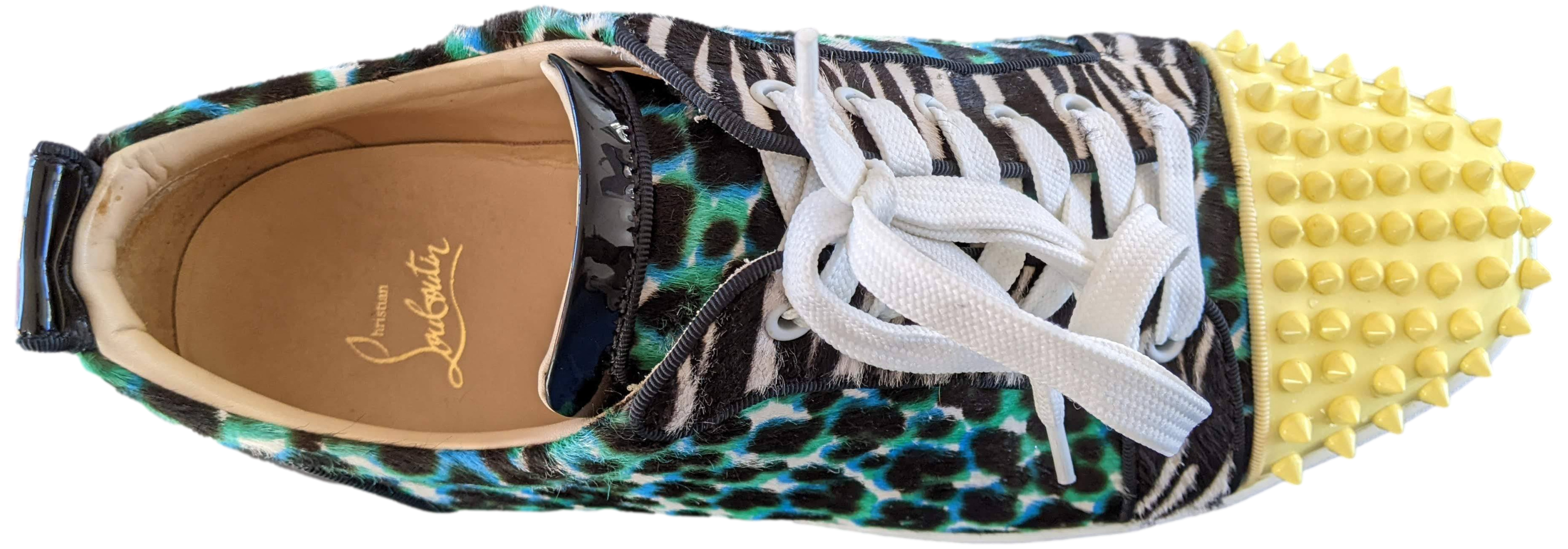 Christian Louboutin Foal-style Calf Leopard " Lou Spikes " Baskets Sz44